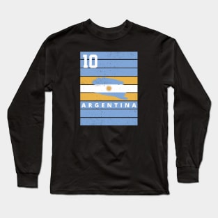 Argentina Soccer Football Champions Distressed Flag Long Sleeve T-Shirt